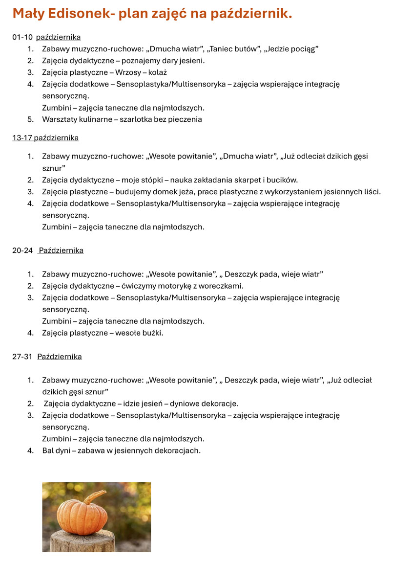 plan zajęć lipiec edisonek