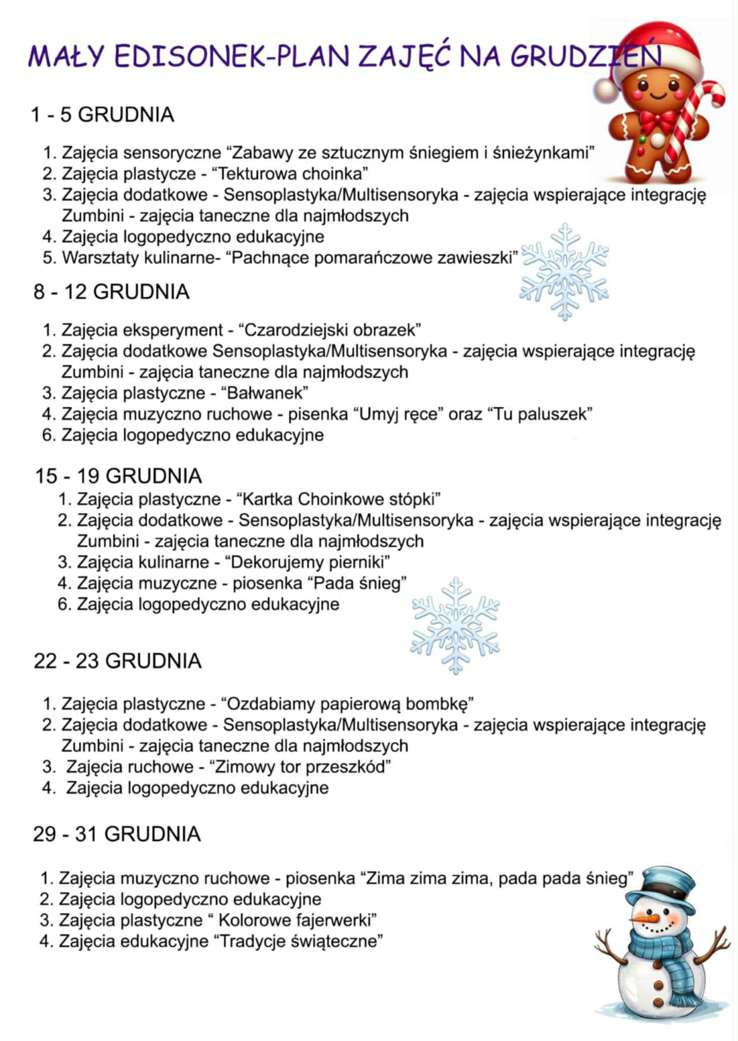 plan zajęć lipiec edisonek